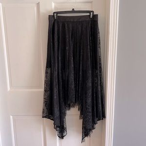 Black asymmetrical lace skirt
